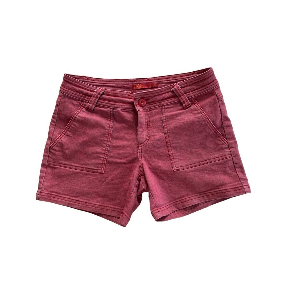Prana Organic Cotton Casual Mid Rise Stretch Shorts Red Striped Size 4